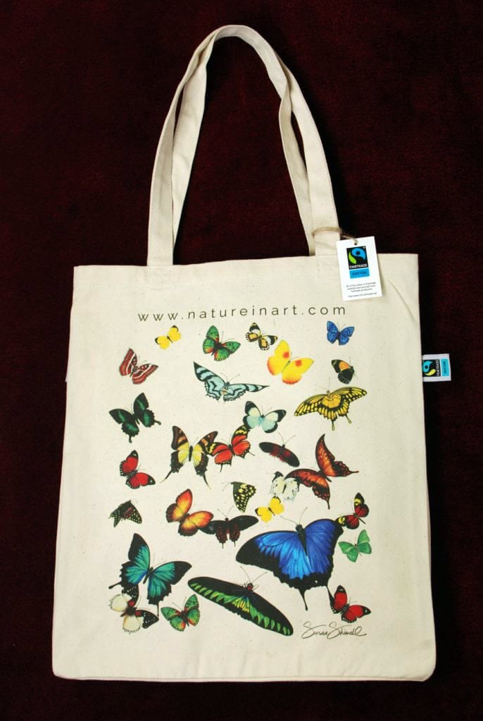 Tropical Butterfly Luxury Organic, Fair Trade Tote. Susan Shimeld